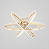 Stylish Gold 3 Ring Metal Geometric Ceiling Fan Light Image - 6