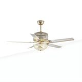 Stylish Gold 5 Blade Bowl Crystal Chandelier Fan Light Image - 6