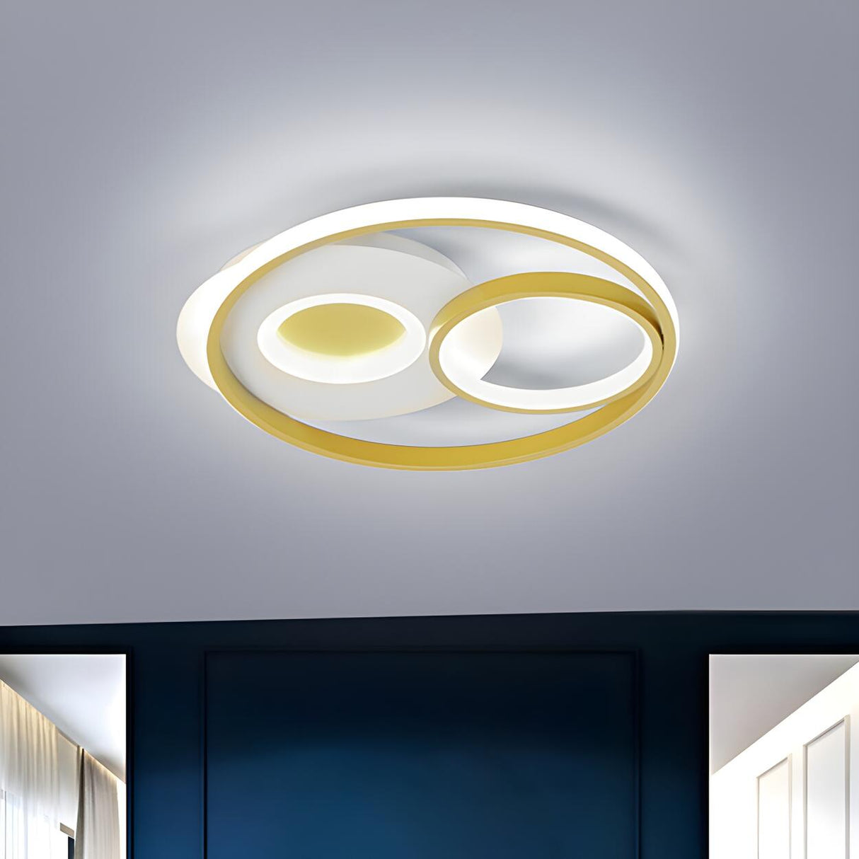 Stylish Gold Circle Ring LED Flush Mount Ceiling Light Image - 1