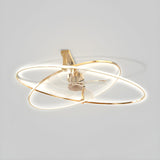 Stylish Gold Cross Ellipse Ring LED Ceiling Fan Light Image - 10