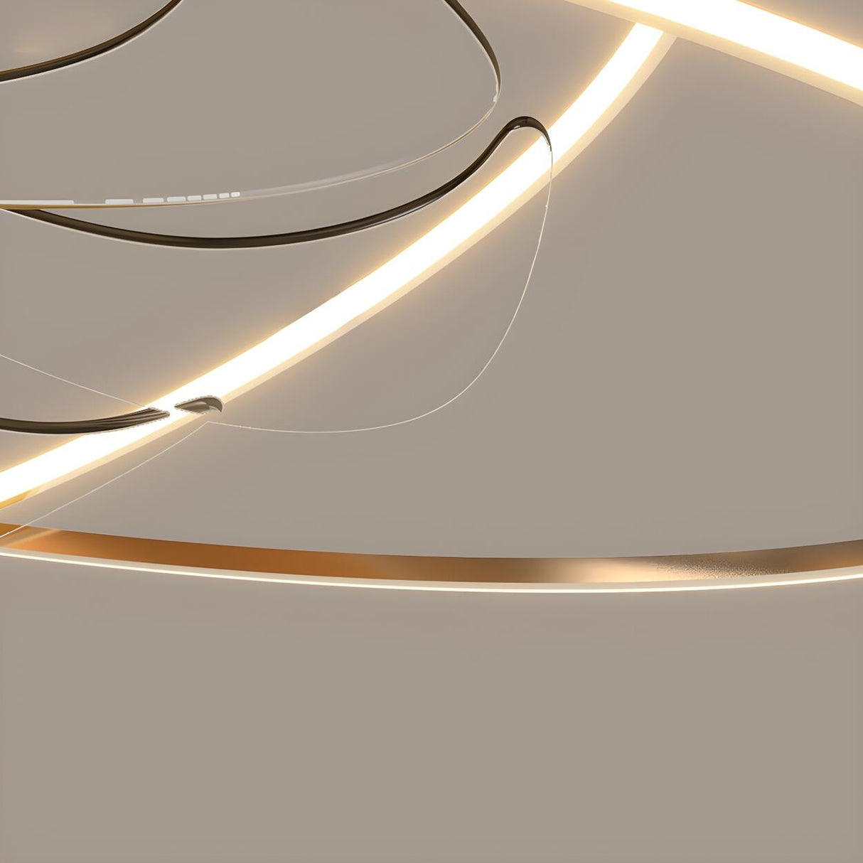 Stylish Gold Cross Ellipse Ring LED Ceiling Fan Light Image - 13