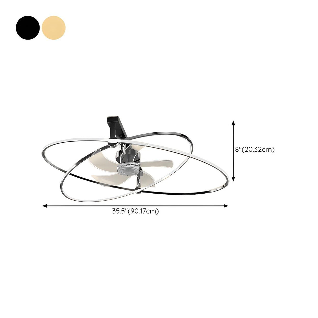 Stylish Gold Cross Ellipse Ring LED Ceiling Fan Light 