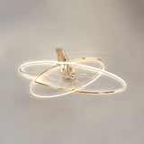 Stylish Gold Cross Ellipse Ring LED Ceiling Fan Light Image - 7