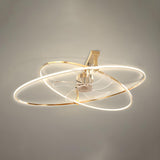 Stylish Gold Cross Ellipse Ring LED Ceiling Fan Light Image - 8