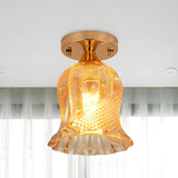 Stylish Gold Crystal Flower Flush Mount Ceiling Light Image - 5