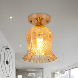 Stylish Gold Crystal Flower Flush Mount Ceiling Light Image - 6