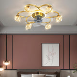 Stylish Gold Flower Ball Shade Metal Ceiling Fan Light Image - 4