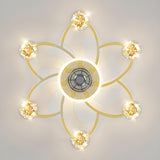 Stylish Gold Flower Ball Shade Metal Ceiling Fan Light Image - 5