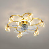 Stylish Gold Flower Ball Shade Metal Ceiling Fan Light Image - 8