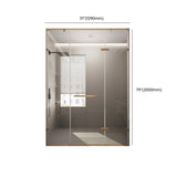 Stylish Gold Hinged Clear Glass Shower Door with Rack Image - 10