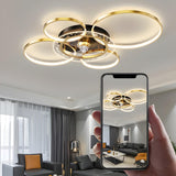 Stylish Gold Multi-Ring LED Ceiling Fan with Light Image - 11