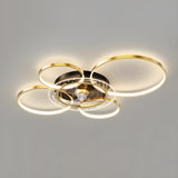 Stylish Gold Multi-Ring LED Ceiling Fan with Light Image - 2