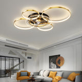 Stylish Gold Multi-Ring LED Ceiling Fan with Light Image - 3