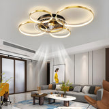 Stylish Gold Multi-Ring LED Ceiling Fan with Light Image - 5