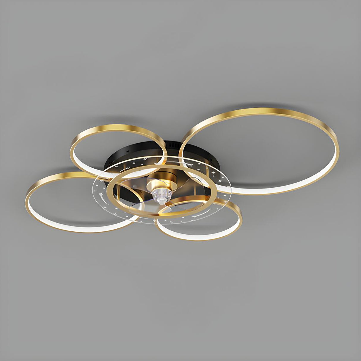 Stylish Gold Multi-Ring LED Ceiling Fan with Light Image - 7