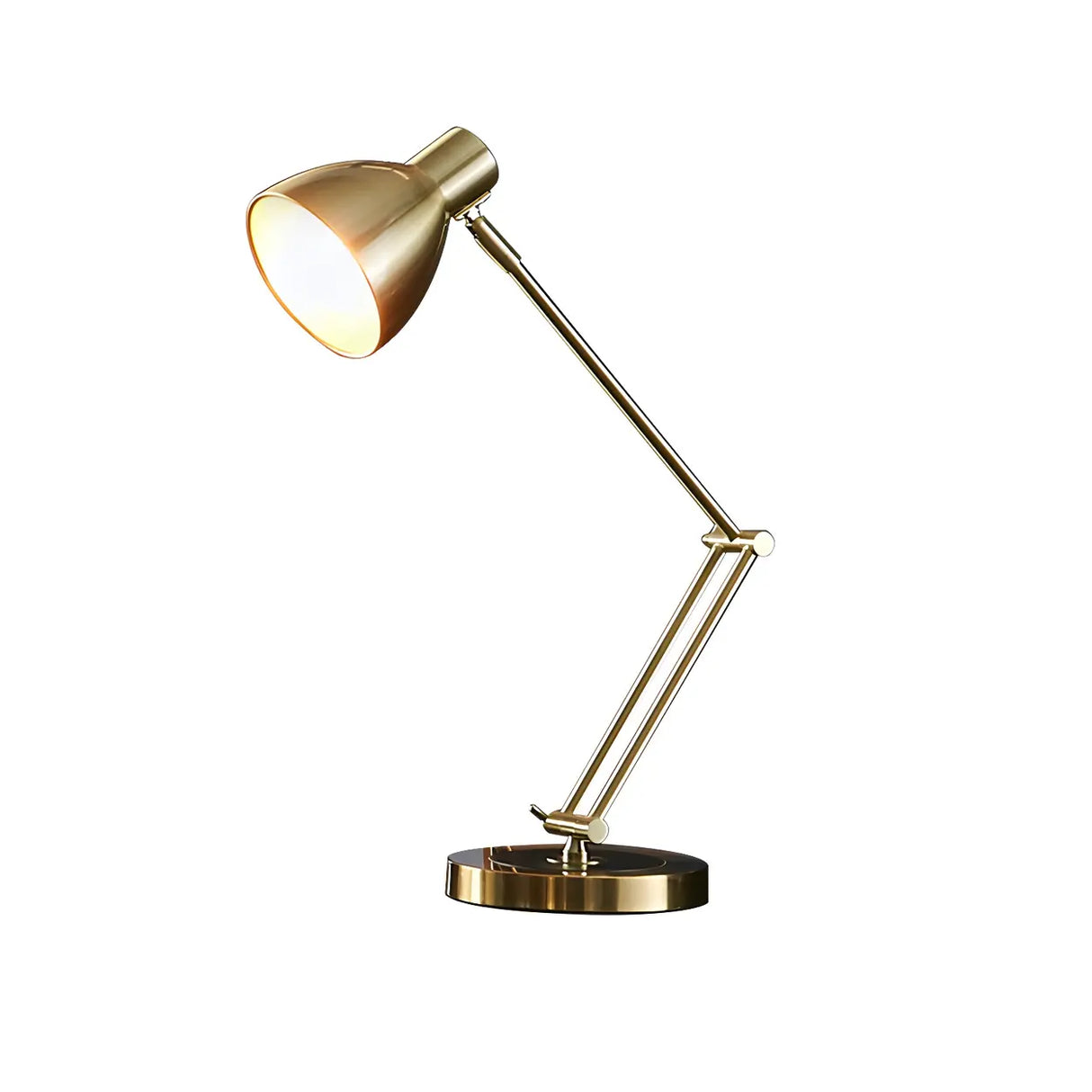 Stylish Golden Conical Metal Arm Bedroom Table Lamp Image - 6