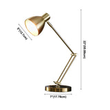 Stylish Golden Conical Metal Arm Bedroom Table Lamp #size