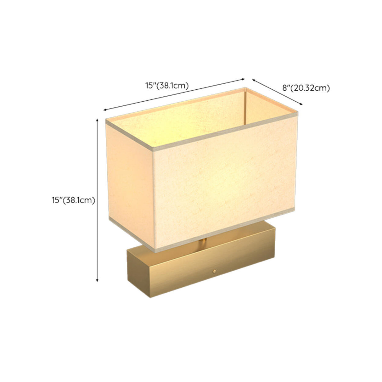 Stylish Golden Fabric Lampshade Rectangular Table Lamp 