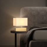 Stylish Golden Fabric Lampshade Rectangular Table Lamp Image - 2