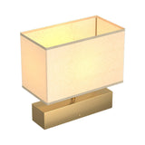 Stylish Golden Fabric Lampshade Rectangular Table Lamp Image - 5