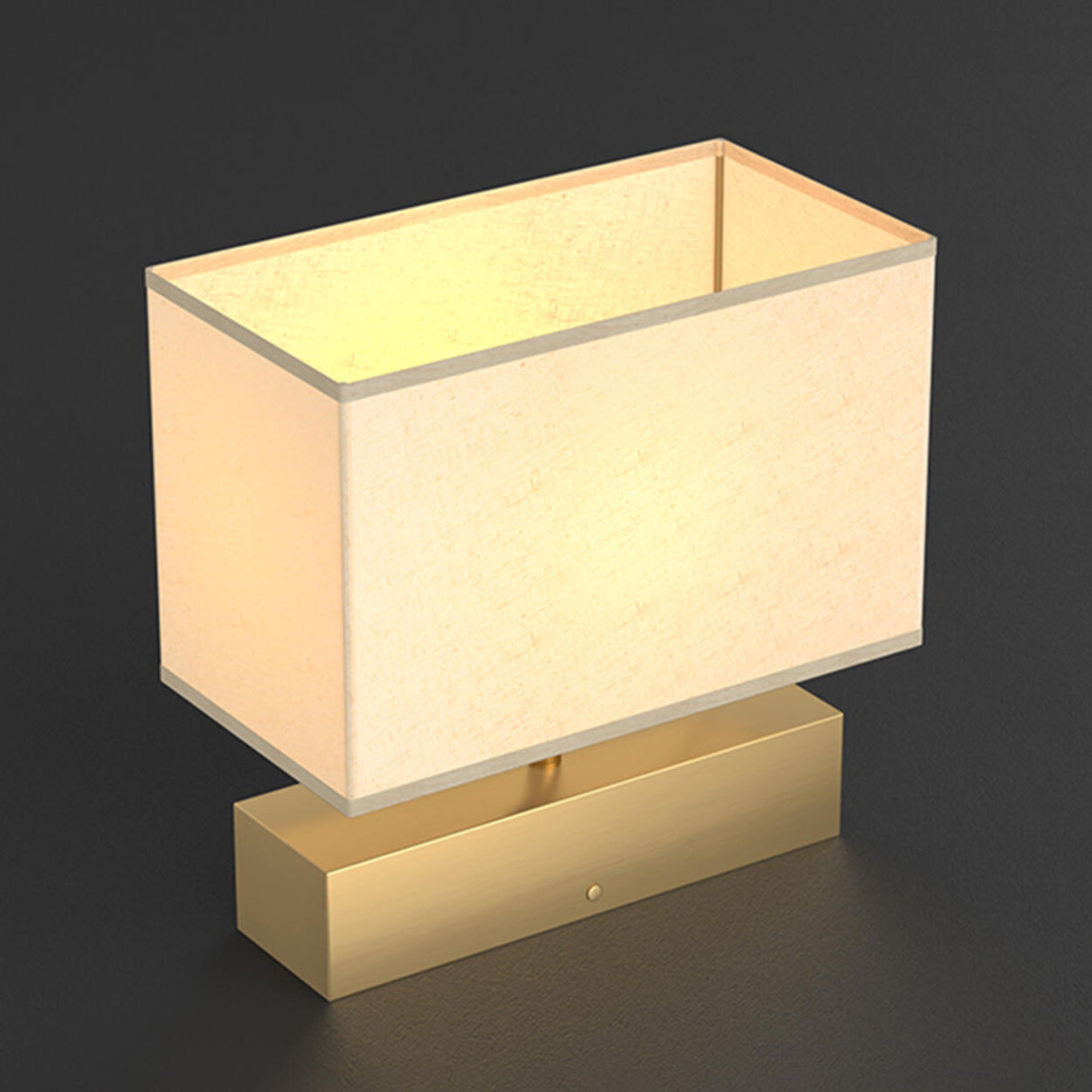 Stylish Golden Fabric Lampshade Rectangular Table Lamp Image - 6