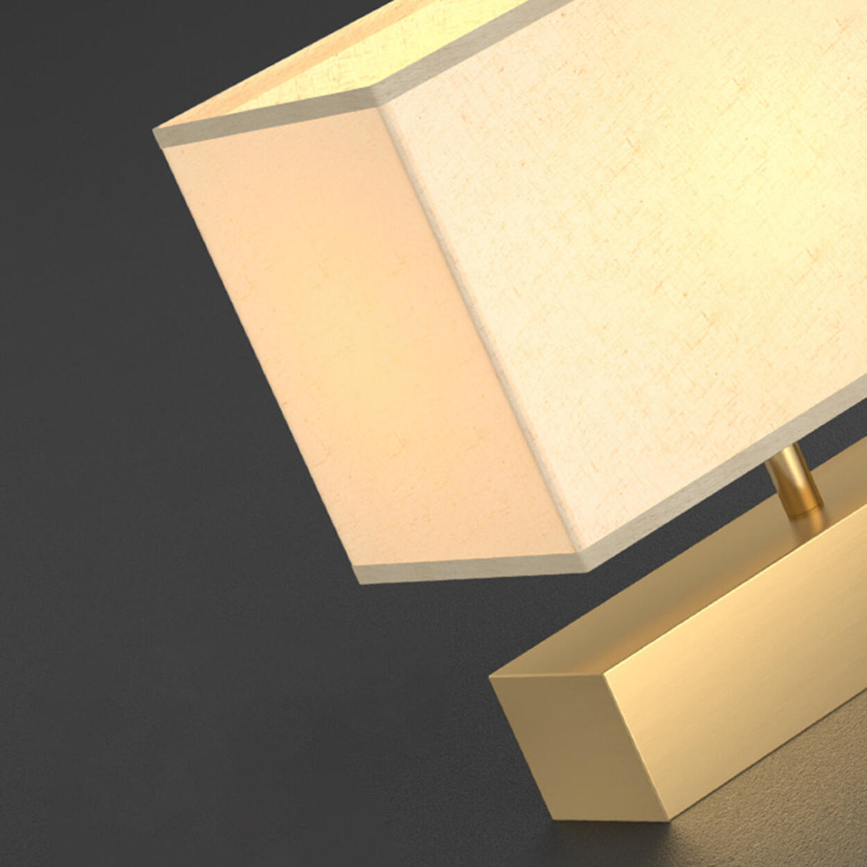 Stylish Golden Fabric Lampshade Rectangular Table Lamp Image - 9