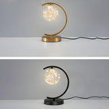 Stylish Golden Globe Glass Ring Bedside Table Lamp Image - 10