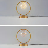 Stylish Golden Globe Glass Ring Bedside Table Lamp Image - 11