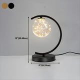 Stylish Golden Globe Glass Ring Bedside Table Lamp Image - 20