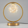 Stylish Golden Globe Glass Ring Bedside Table Lamp Image - 3