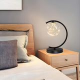 Stylish Golden Globe Glass Ring Bedside Table Lamp Image - 6