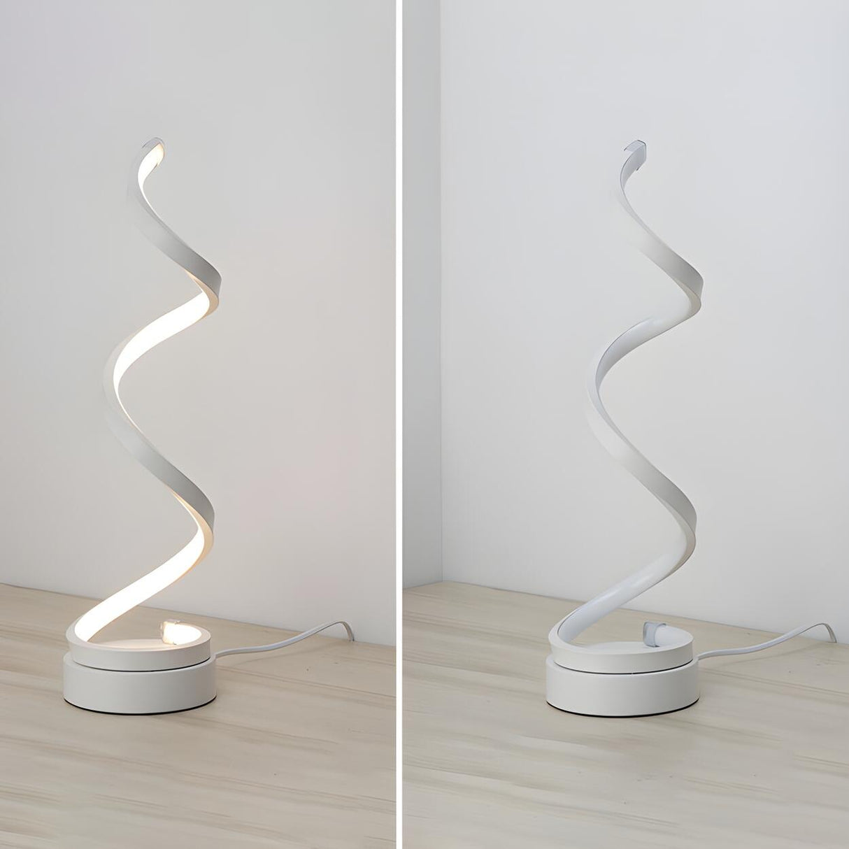 Stylish Golden Minimalist Spiral Strip LED Table Lamp Image - 12