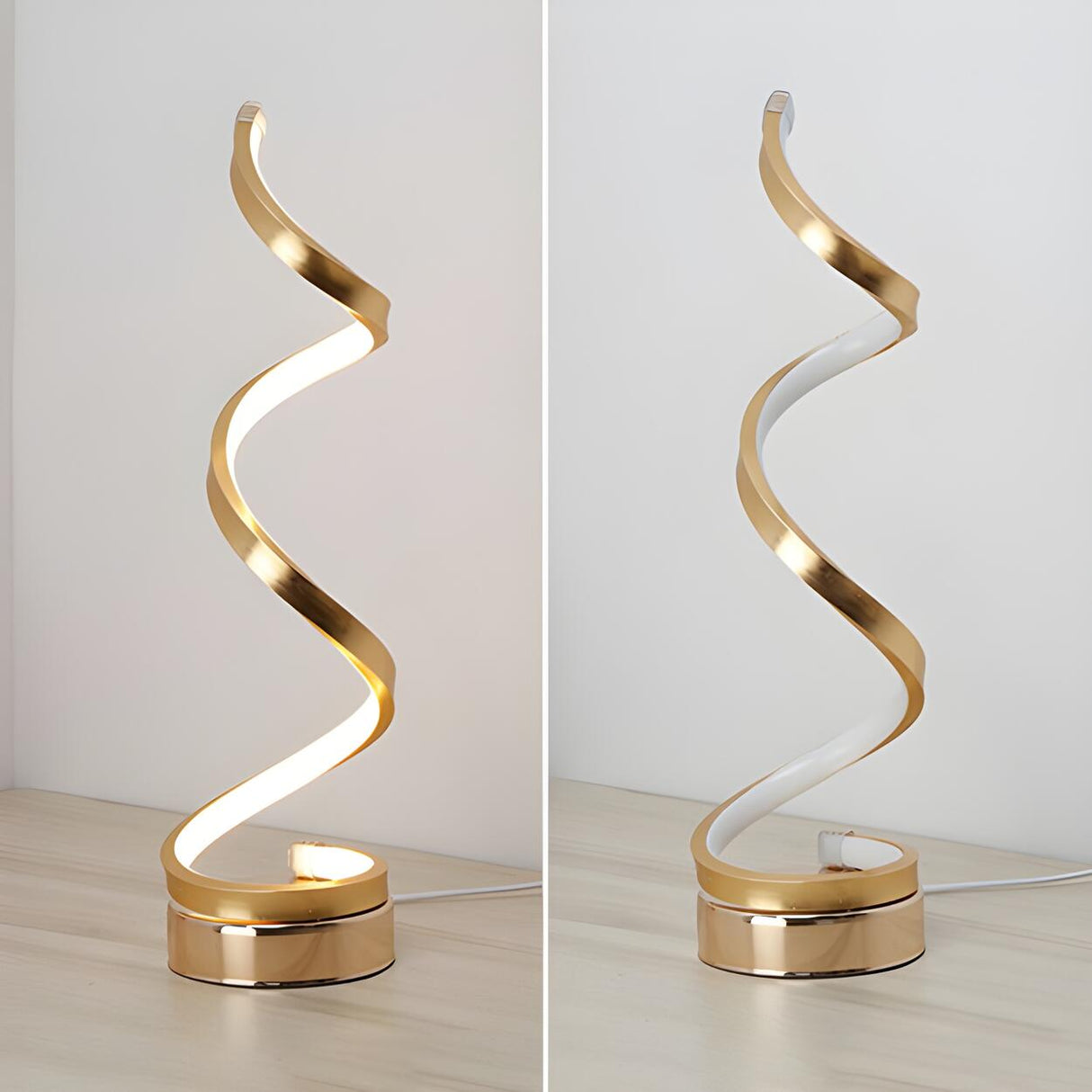 Stylish Golden Minimalist Spiral Strip LED Table Lamp Image - 14