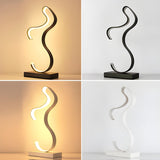 Stylish Golden Minimalist Spiral Strip LED Table Lamp Image - 15