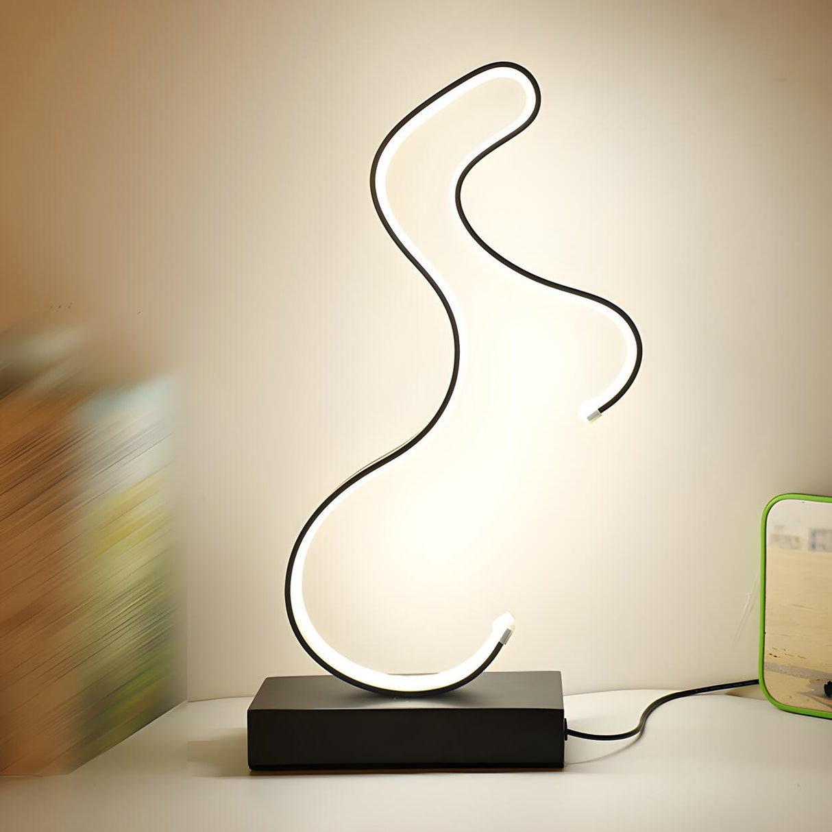 Stylish Golden Minimalist Spiral Strip LED Table Lamp Image - 21