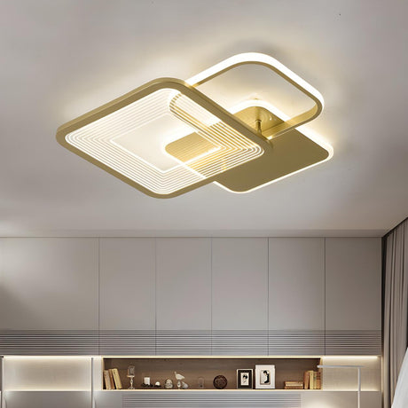 Stylish Golden Square LED Flush Mount Ceiling Light Image - 1