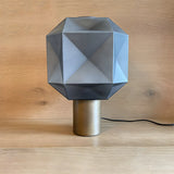 Stylish Gray Cylinder Base Geometric Shade Table Lamp Image - 4