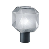 Stylish Gray Cylinder Base Geometric Shade Table Lamp Image - 6