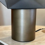 Stylish Gray Cylinder Base Geometric Shade Table Lamp Image - 9