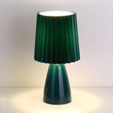 Stylish Green Cylinder Fabric Cone Ceramic Table Lamp Image - 8