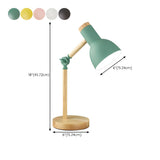 Stylish Green Metal Shade Wood Base Bedside Table Lamp #size