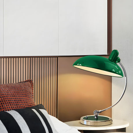 Stylish Green Metallic Shade Modern Arc Table Lamp Image - 1