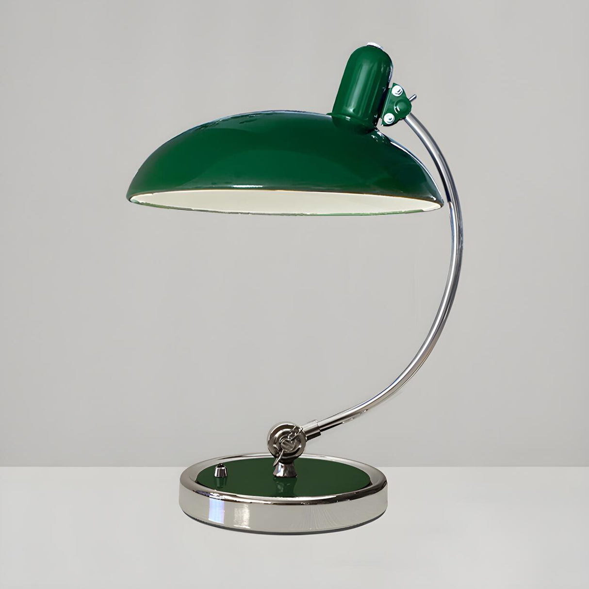 Stylish Green Metallic Shade Modern Arc Table Lamp Image - 11