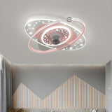 Stylish Kids Room Galaxy Ring Ceiling Fan with Light Image - 3