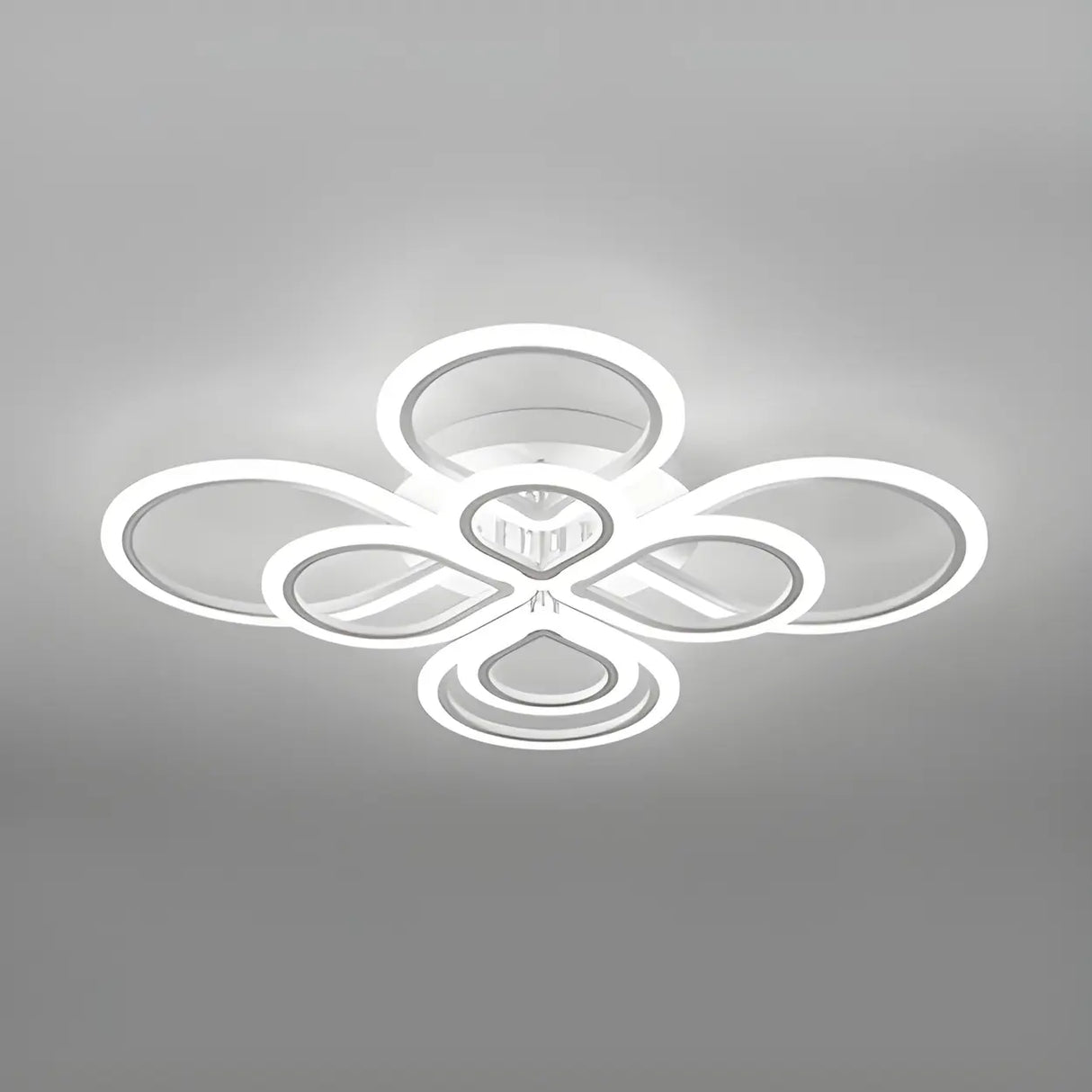 Stylish Large White Flower LED Semi-Flush Mount Light Image - 4