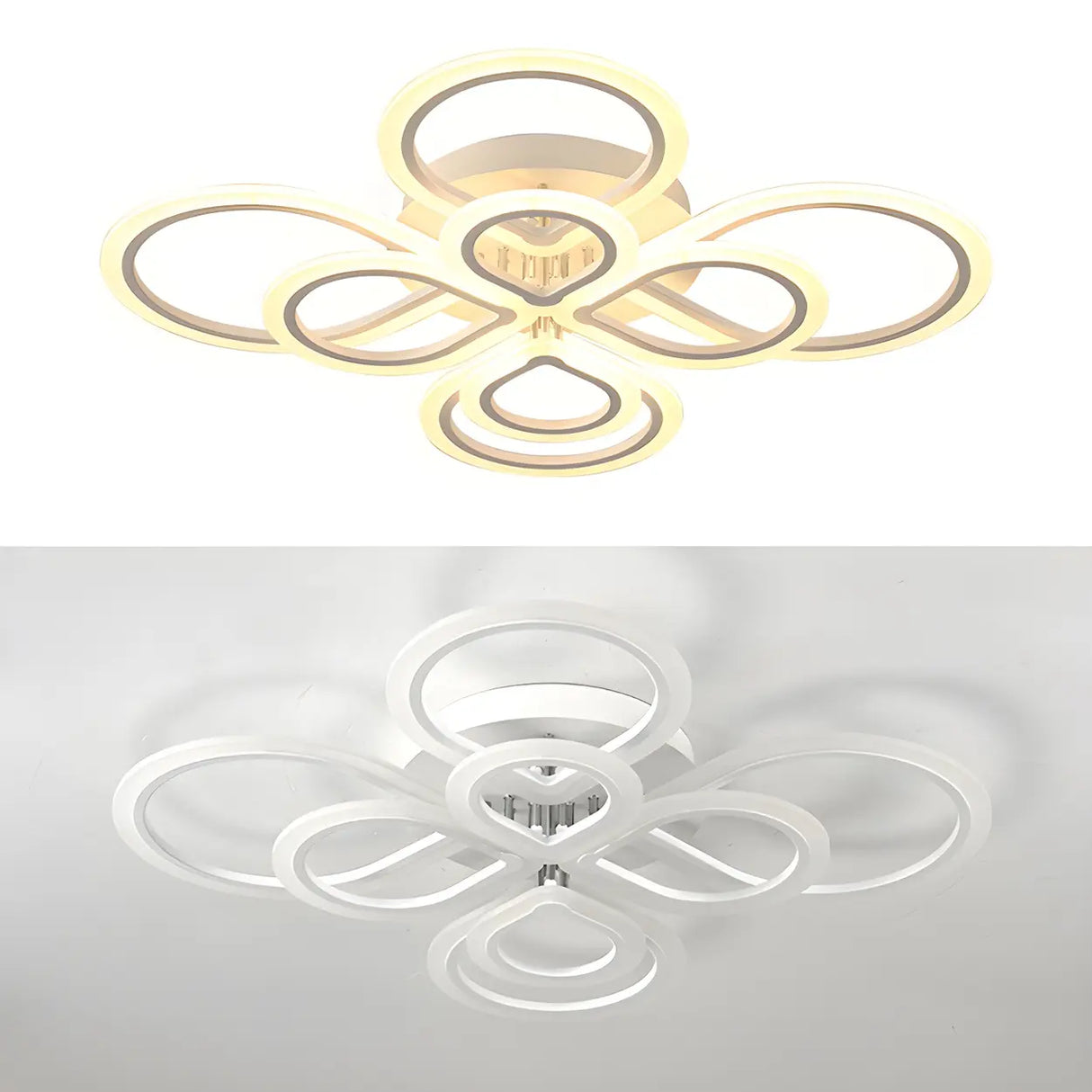 Stylish Large White Flower LED Semi-Flush Mount Light Image - 5