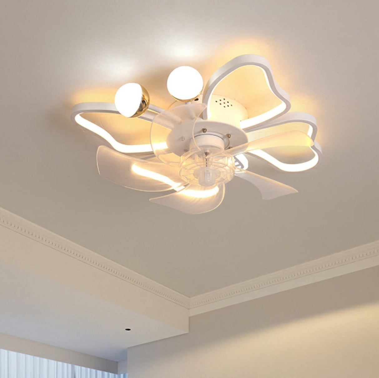 Stylish Linear Flower Modern Remote Ceiling Fan Light Image - 23