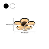 Stylish Linear Flower Modern Remote Ceiling Fan Light #size