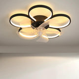 Stylish Linear Flower Modern Remote Ceiling Fan Light Image - 3