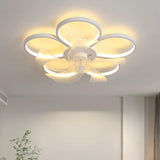 Stylish Linear Flower Modern Remote Ceiling Fan Light Image - 4